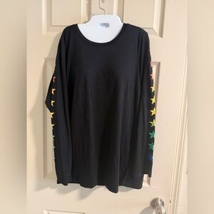 Black Long Sleeve Torrid Shirt with Rainbow Star Accents